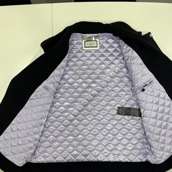 PHILIPP PLEIN Wool and Leather Biker Jacket like NEW, Size 3XL runs small - Picture 12 of 17